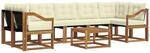 vidaXL Outdoor-Sofagarnitur mit Kissen 8-Tlg Natur und Creme 3368505