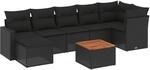vidaXL 8-Tlg Garten-Sofagarnitur mit Kissen Schwarz Poly Rattan 3256559