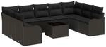 vidaXL Garten-Sofa-Set mit Kissen 10-Tlg Schwarz Poly Rattan 3354542