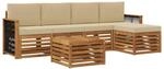 vidaXL Outdoor-Sofagarnitur mit Kissen 6 Stk Natur und Beige 3384264