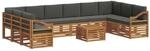 vidaXL Sofagarnituren 11 Tlg Natur und Anthrazit Massivholz Akazie 3375617