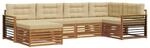 vidaXL Outdoor-Sofagarnitur mit Kissen 6-Tlg Natur und Beige 3373753