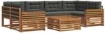 vidaXL Outdoor-Sofagarnitur mit Kissen 8-Tlg Natur und Anthrazit 3373107