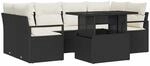 vidaXL Sofa Set mit Kissen 7-Tlg Schwarz Poly-Rattan 3348753