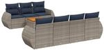vidaXL 8-Tlg Gartensofa-Set mit Kissen Grau Polyrattan 3224913