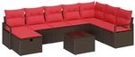 vidaXL Sofa Set mit Kissen mit Speicher Braun Poly-Rattan 3359243