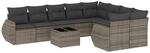 vidaXL 10-Tlg Garten-Sofagarnitur mit Kissen Grau Poly Rattan 3221849