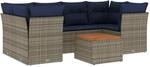 vidaXL 7-Tlg Garten-Sofagarnitur mit Kissen Grau Poly Rattan 3255830