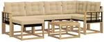 vidaXL Outdoor-Sofagarnitur mit Kissen 7-Tlg Wei&szlig; und Beige 3389675