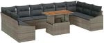 vidaXL Garten-Sofa-Set mit Speicher 11-Tlg Grau Poly Rattan 3358624