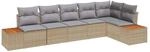 vidaXL Garten-Sofa-Set mit Kissen 6-Tlg Beige Poly Rattan 3348096