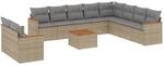 vidaXL 11-Tlg Garten-Sofagarnitur mit Kissen Beige Poly Rattan 3226122