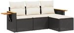 vidaXL 4-Tlg Garten-Sofagarnitur mit Kissen Schwarz Poly Rattan 3226742