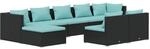 vidaXL 9-tlg Garten-Lounge-Set mit Kissen Schwarz Poly Rattan Modell 5