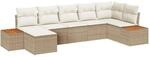 vidaXL Garten-Sofa-Set mit Kissen 7-Tlg Beige Poly Rattan 3348132