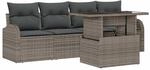 vidaXL Garten-Sofa-Set mit Kissen 5-Tlg Grau Poly Rattan 3357282