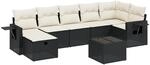 vidaXL 8-tlg Garten-Sofagarnitur mit Kissen Schwarz Poly Rattan Modell 110