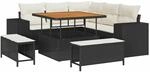 vidaXL Garten-Sofa-Set mit Kissen mit Speicher 8-Tlg Schwarz und Creme 3363945