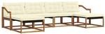 vidaXL Outdoor-Sofagarnitur mit Kissen 6-Tlg Natur und Creme 3369729
