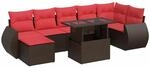 vidaXL 8-Tlg Garten-Sofagarnitur mit Kissen Braun Poly Rattan Akazie 3326685