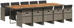 vidaXL 11-Tlg Garten-Essgruppe mit Kissen Grau Poly Rattan 3210578
