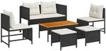 vidaXL Garten-Sofa-Set 6-Tlg Schwarz Creme Poly Rattan 4104699