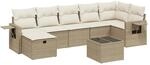 vidaXL 8-Tlg Garten-Sofagarnitur mit Kissen Beige Poly Rattan 3263824