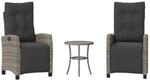 vidaXL 3-Tlg Bistro-Set mit Kissen Grau Poly Rattan 365251