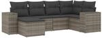 vidaXL 6-Tlg Garten-Sofagarnitur mit Kissen Grau Poly Rattan 3255197
