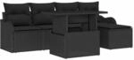 vidaXL Gartensofa-Set mit Kissen 6 Stk Schwarz Polyrattan 3357186