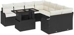 vidaXL Gartensofa-Set mit Kissen mit Kissen 9 Stk Schwarz Polyrattan 3357170