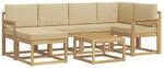 vidaXL Outdoor-Sofagarnitur 7-Tlg Wei&szlig; und Beige Massivholz Akazie 3387902