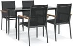 vidaXL 5-Tlg Garten-Essgruppe Schwarz Textilene und Stahl 3187035