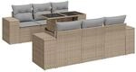 vidaXL 7-Tlg Garten-Sofagarnitur mit Kissen Beige Poly Rattan 3326740