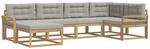 vidaXL Outdoor-Sofagarnitur 5-Tlg Wei&szlig; und Hellgrau Polyester 3386690