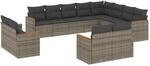 vidaXL 12-tlg Garten-Sofagarnitur mit Kissen Grau Poly Rattan Modell 46