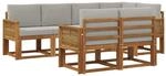 vidaXL Outdoor-Sofagarnitur 7 Stk Natur und Hellgrau Polyester 3385297