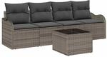vidaXL Garten-Sofa-Set 5-Tlg Grau Poly Rattan 3345569