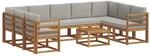 vidaXL Outdoor-Sofagarnitur mit Kissen 10-Tlg Natur und Hellgrau 3367004