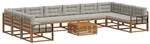 vidaXL Outdoor-Sofagarnitur mit Kissen 11-Tlg Natur und Hellgrau 3368284