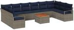 vidaXL Gartensofa-Set mit Kissen 11-Tlg Grau Poly-Rattan 3347759