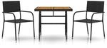 vidaXL 3-tlg Garten-Essgruppe Poly Rattan Schwarz Modell 25