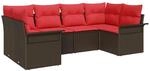 vidaXL Gartensofa-set mit Kissen 6 Stk Braun Poly-Rattan 3345504