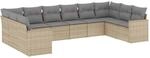 vidaXL 10-Tlg Garten-Sofagarnitur mit Kissen Beige Poly Rattan 3251806