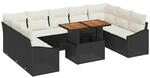 vidaXL Garten Essgruppe mit Kissen 10-Tlg Schwarz und Creme 3349879
