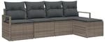 vidaXL Sofa Set mit Kissen mit Speicher 5-Tlg Grau Poly-Rattan 3355008