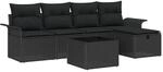 vidaXL Garten-Sofa-Set mit Kissen 6-Tlg Schwarz Poly Rattan 3360204