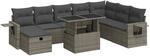 vidaXL 9-Tlg Garten-Sofagarnitur mit Kissen Grau Poly Rattan 3327880