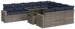 vidaXL 11-Tlg Garten-Sofagarnitur mit Kissen Grau Poly Rattan 3326392