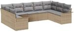 vidaXL Garten-Sofa-Set mit Kissen 9-Tlg Beige Poly Rattan 3345520